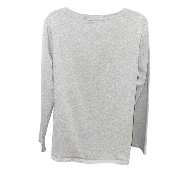 Talbots Reindeer Winter Sweater Gray Cotton Holiday Christmas Women L - Picture 3 of 7